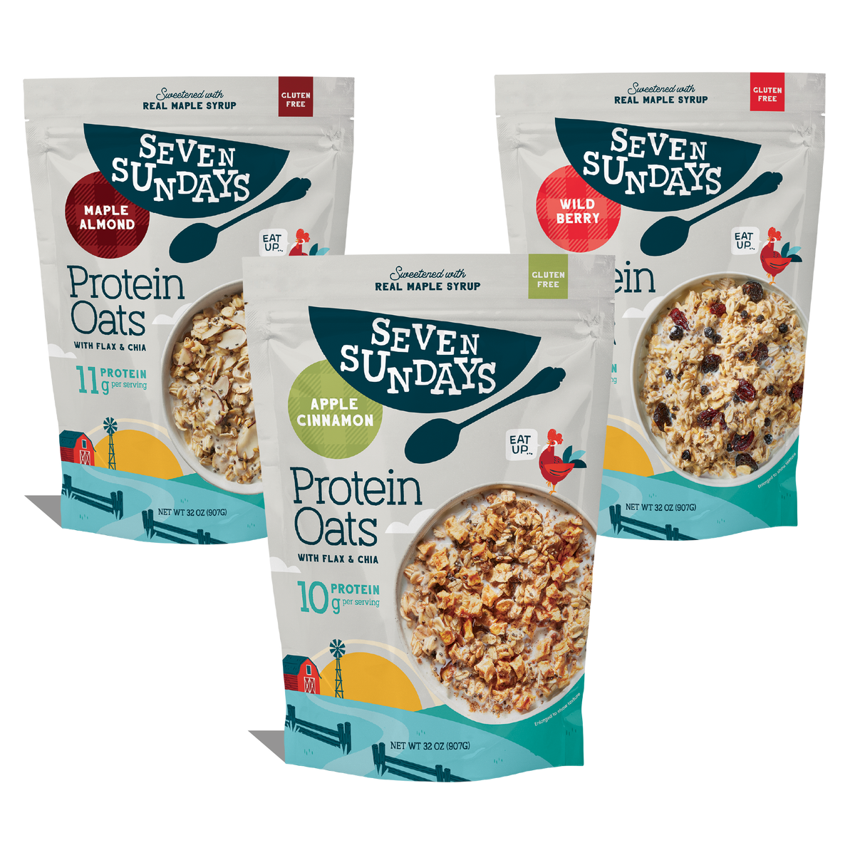Protein Oats Variety Pack, 32oz Seven Sundays