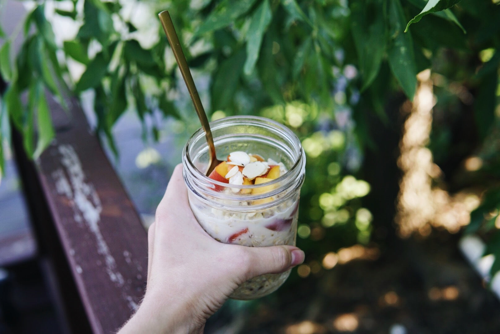 Peaches and Cream Overnight Muesli