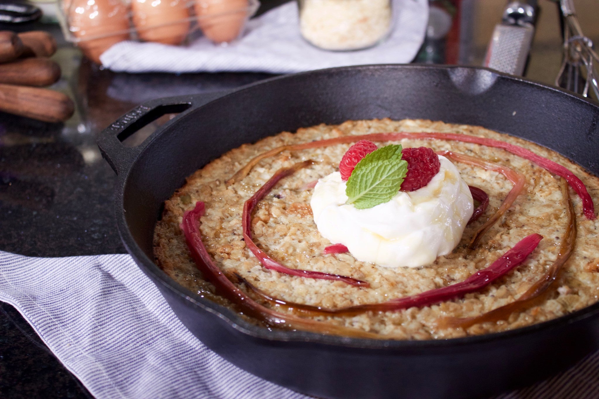 Spring Muesli Bake with Honey Roasted Rhubarb