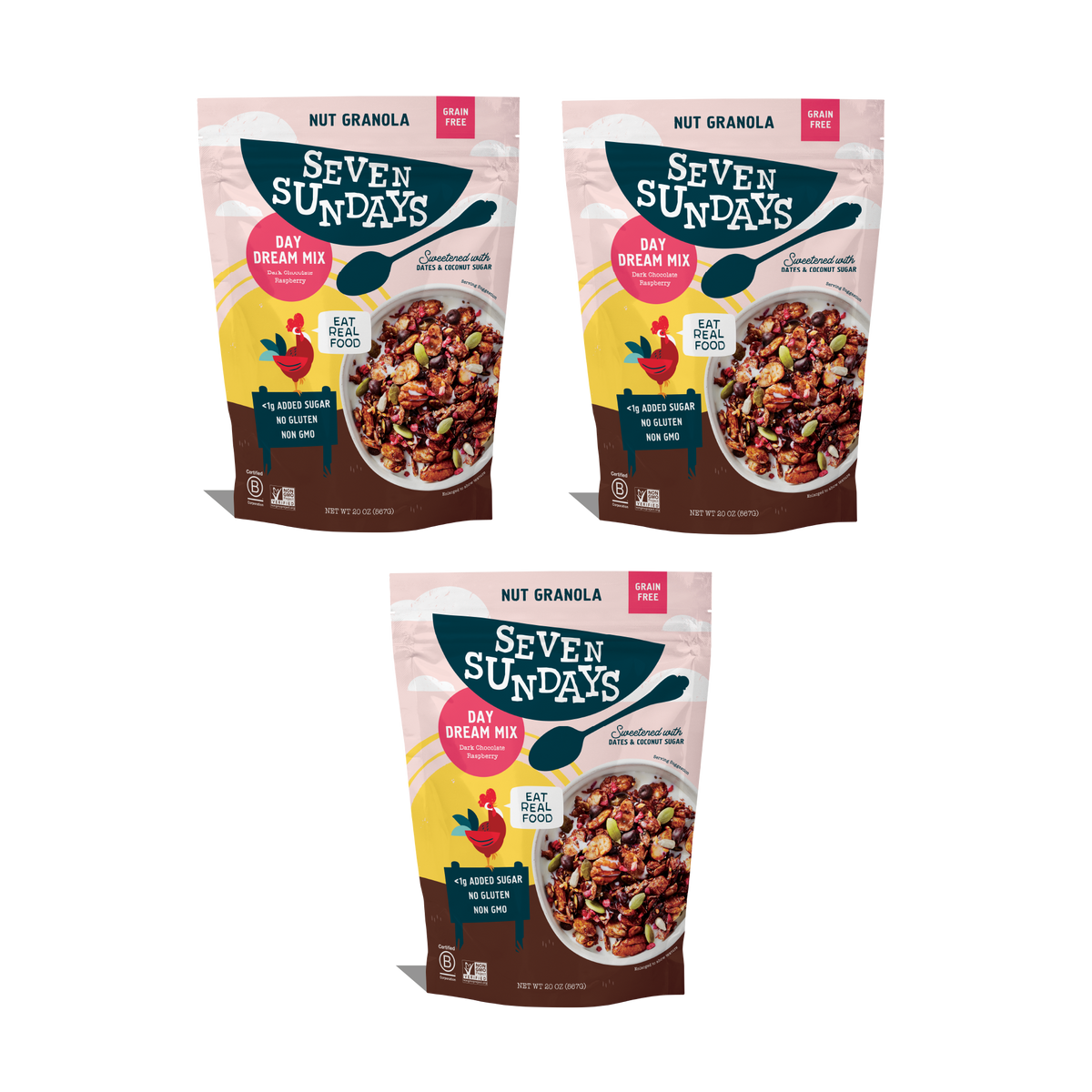 Day Dream Chocolate Raspberry Grain-Free Granola, 20oz – Seven Sundays