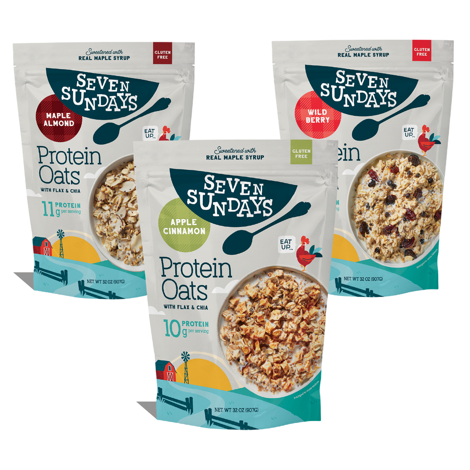 Protein Oats Variety Pack, 32oz Seven Sundays